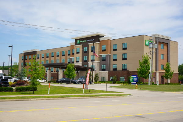 A wide shot of the Holiday Inn Express and Phoenix Avenue in Fort Smith, Arkansas