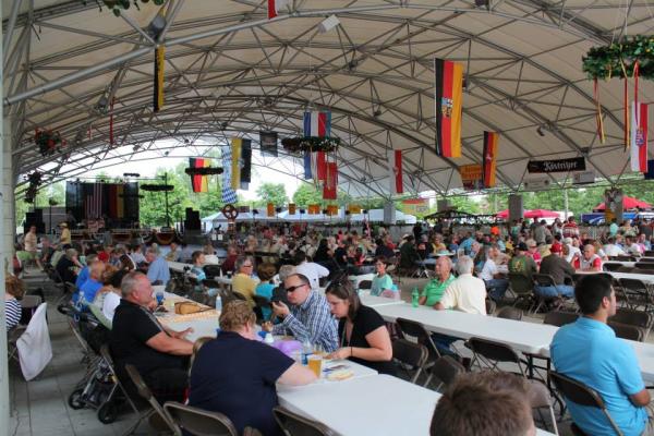 Crowd at tables at GermanFest