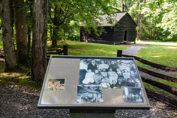 The old-time Greenbrier School along the Metcalf Bottoms Trail in the Smokies.