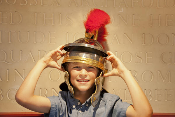 Boy with Roman Helmet at Fishbourne