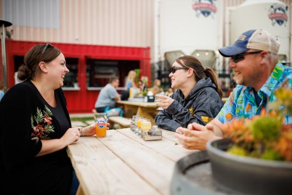 Badgerstate Brewing drinks at picnic table