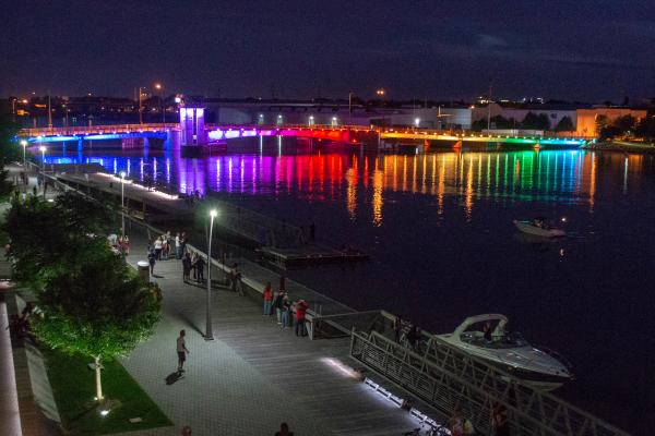 Downtown Green Bay CityDeck and Bridge Lights