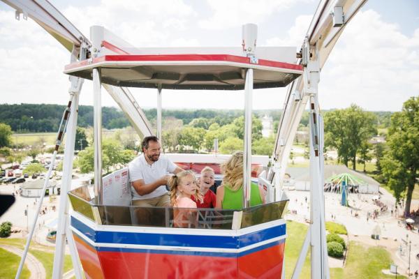 family on ferris wheel