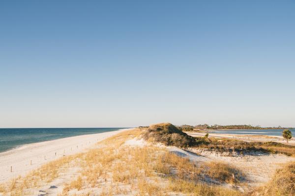 Large Dunes seperate the Gulf of Mexico and St. Joseph Bay in T.H. Stone Memorial St. Joseph State Park on Cape San Blas.