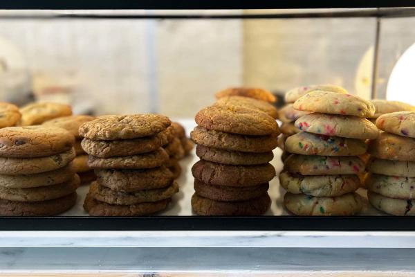 Cookies stacked up in a bakery in Harrisburg
