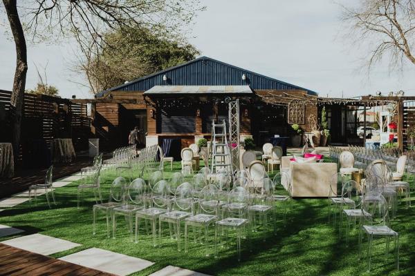 Chairs Set up for a wedding at Huges Manor in Houston, TX