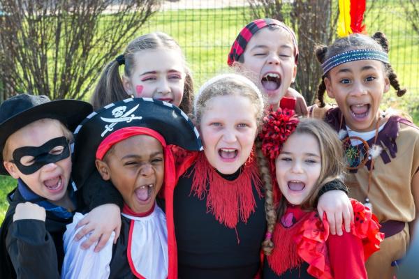 Kids Having Fun in Halloween Costumes