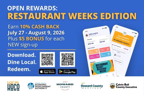 2026 - Restaurant Weeks - Shop Local HoCo Open Rewards Promo
