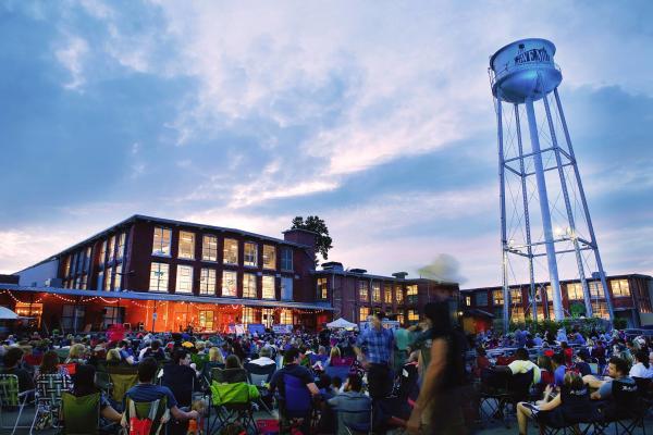 Concertgoers outside Lowe Mill ARTS & Entertainment in West Huntsville.