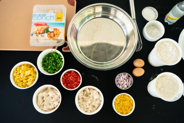 Ingredients for Conch Fritters by Chef Cindy