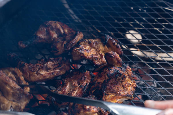 Jerk chicken on drum