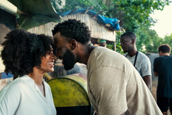 Couple touching heads - roadside jerk