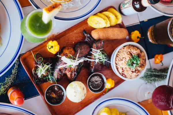 Lunch at Miss Lilly's Negril - Jerk Chicken and Rice and Peas