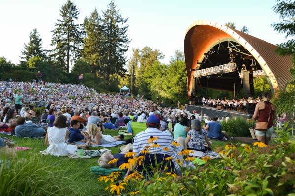 A summer evening at Cuthbert Amphitheater courtesy of Eugene, Cascades & Coast