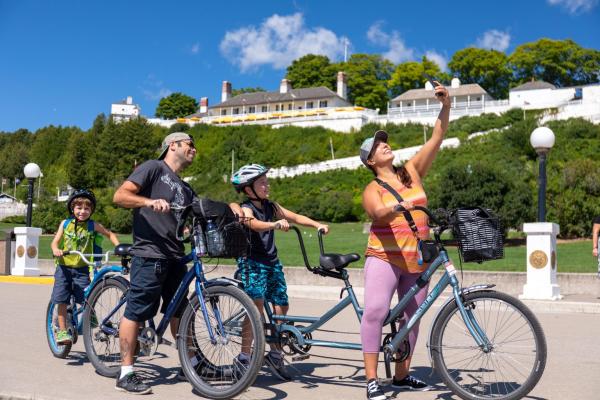 family biking