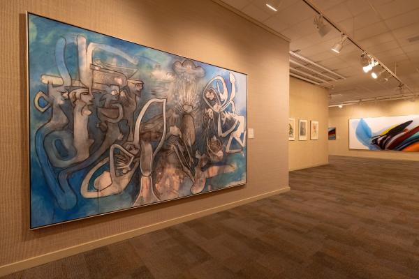 big blue artwork at Rahr-West Art Museum