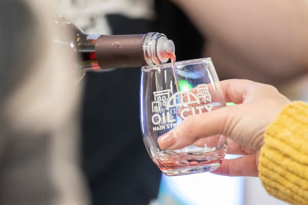 pouring wine into a glass