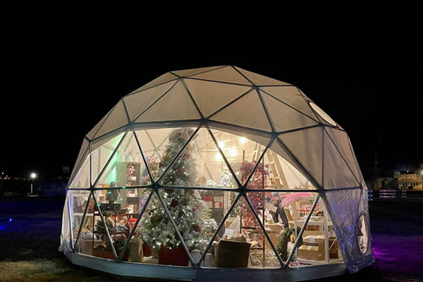 Merry Main St. Dome with Christmas Trees inside