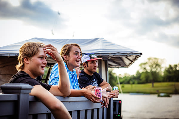 Spectators enjoying the view and the action on West Rock's dock.