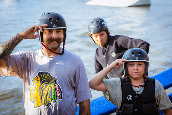 Brice, Joel and Jeremy waiting in line on the start dock and ready for action.