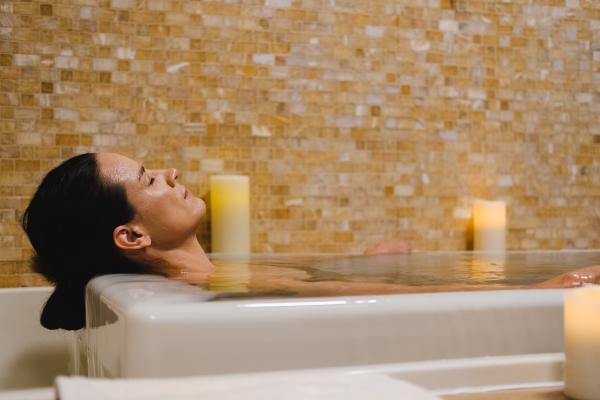 Women in spa bath relaxing