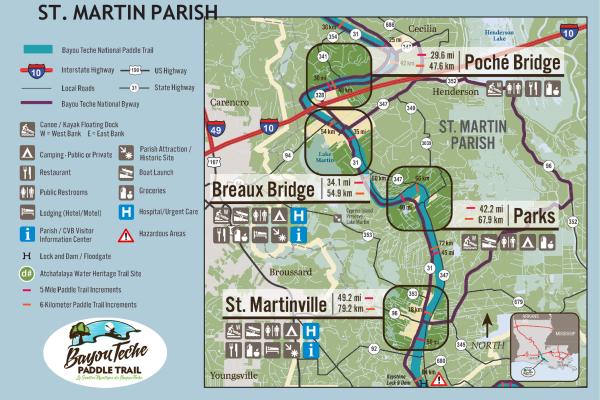 St. Martin parish Paddle trail map