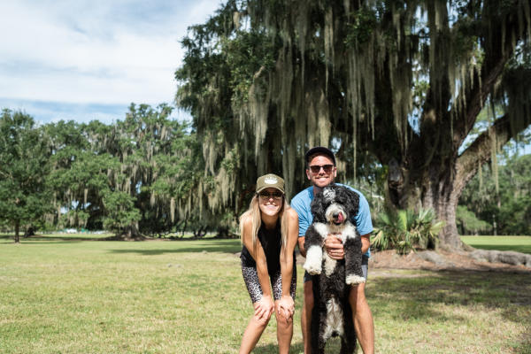Couple and dog at Fontainebleau State Park