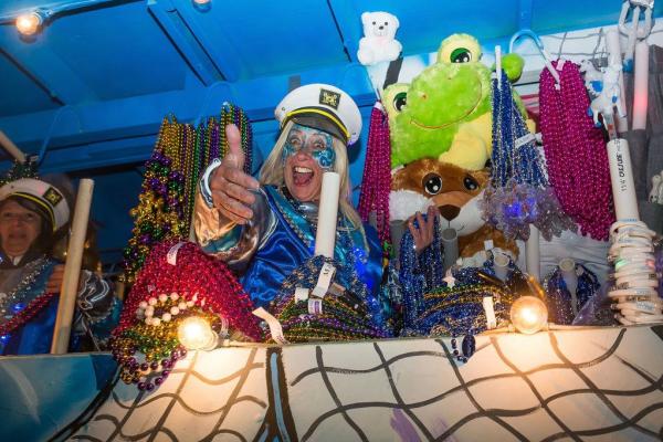 Slidell's Krewe of Selene rider gives a thumbs up