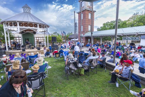 Outdoor concert at the Covington Trailhead
