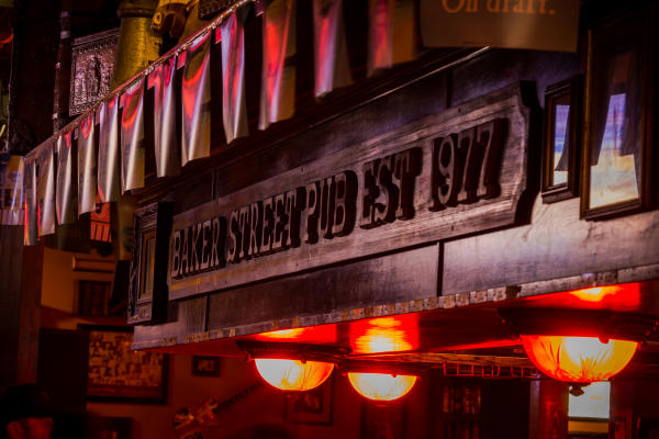 Above the bar at Baker Street Pub