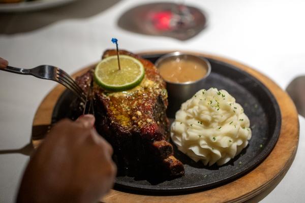 Perry's Steakhouse pork chop and mashed potatoes