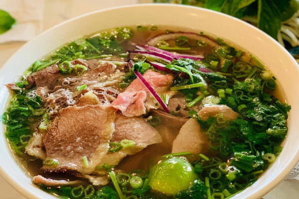 Bowl of pho at Pho Ben in Sugar Land, TX.