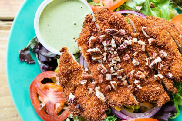 Pecan crusted chicken salad from Live Oak Grill at Sugar Land.