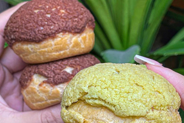 Two different flavors of cream puffs from Mia's Goodies.