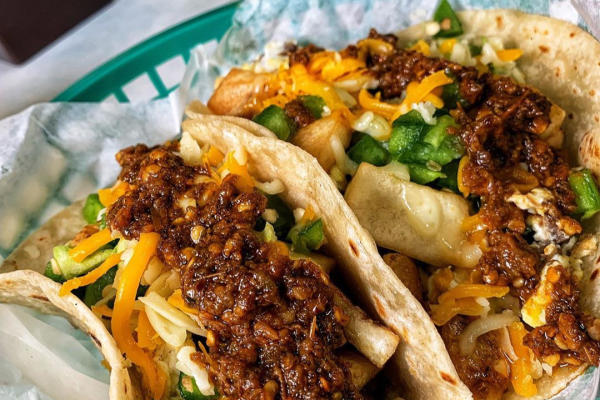 A couple of delicious tacos from Carmelo's Mexican Grill.