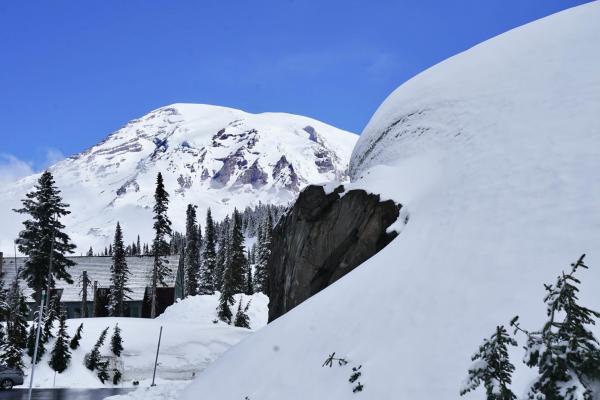spring snow mount rainier