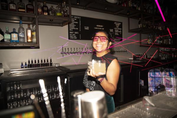 St. Vitus bartender with laser lights