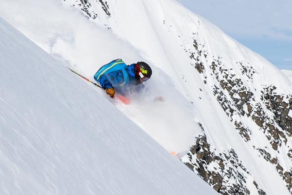 a skier on a mountain in the Chugach mountain range