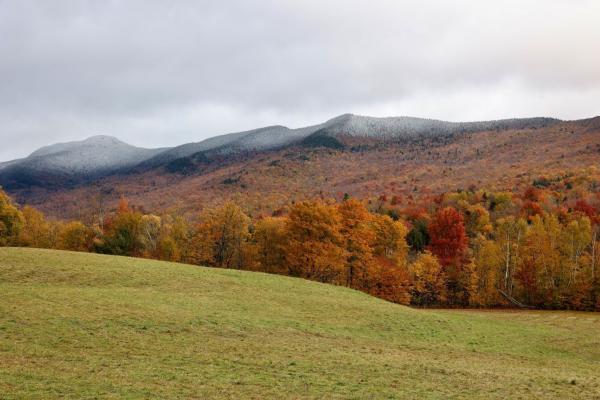 Snow in the Mountains of Vermont during fall
