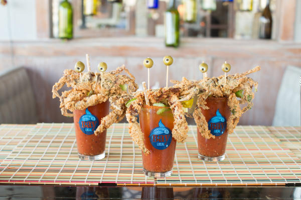 Bay Local Eatery Bloody Marys with soft shell crabs