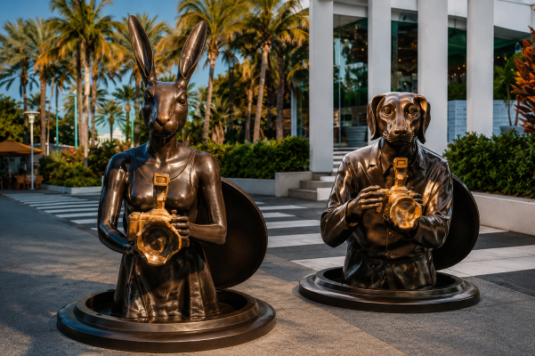 Rabbitwoman & Dogman sculptures