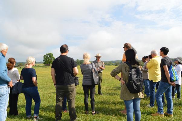 Tour Group and Interpreter at Manassas National Battlefield