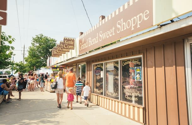 Family shopping on Grand Bend strip