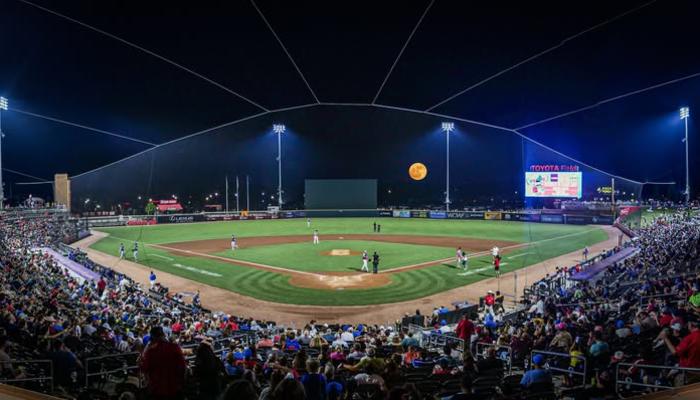 A full crowd at a Trash Pandas game at Toyota Field