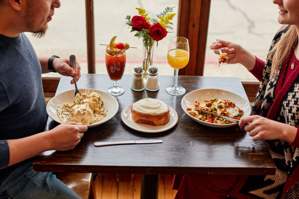 Breakfast plates at Otto's Place, just across the river from Main Street Galena