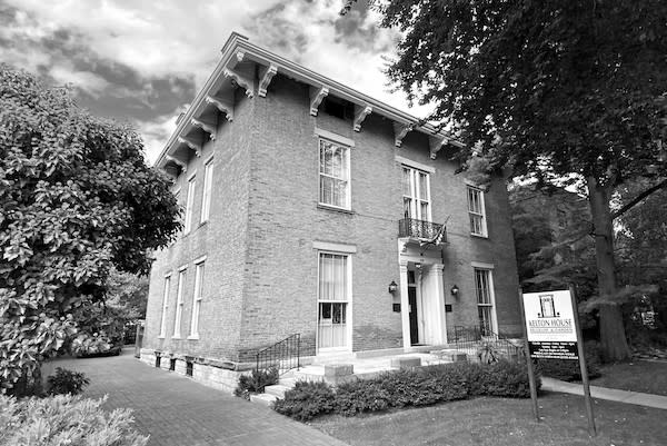 A black and white image of Kelton House Museum & Garden