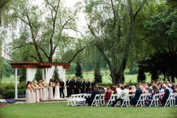 An outdoor wedding taking place in Turf Valley.