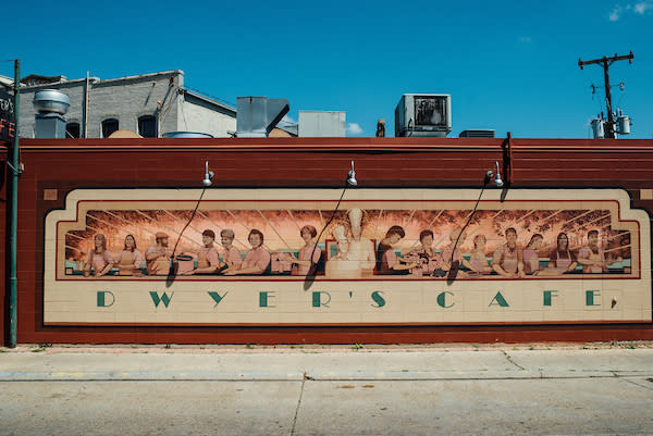 Dwyer's Cafe Exterior Mural In Lafayette, LA