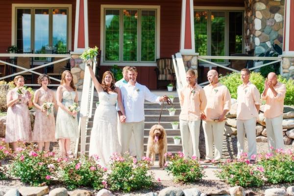 Wedding party with dog