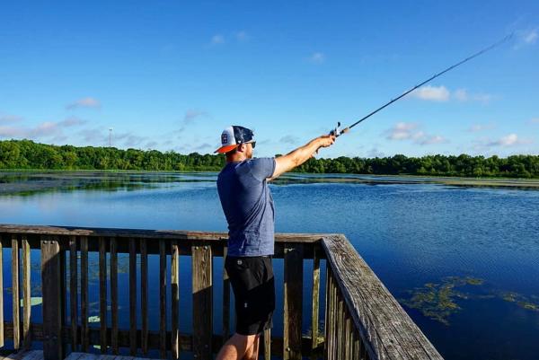 Fishing off the pier at Cullinan Park.